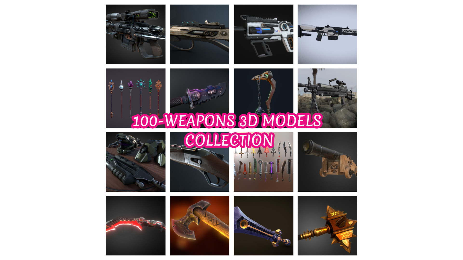 100-Weapons 3d Models Collection